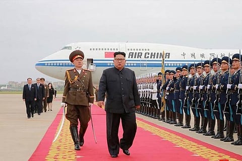 North Korean leader Kim Jong Un is seen returning back after the summit with US Prez Donald Trump