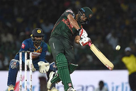 Tamim Iqbal on his way to a half-century for Bangladesh against Sri Lanka