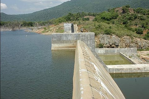 The Andiappanur odai reservoir in Vellore district