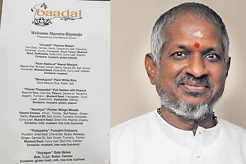 The Raaja themed menu