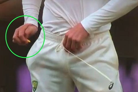 Cameron Bancroft was seen rubbing his hands over the ball shortly before tea