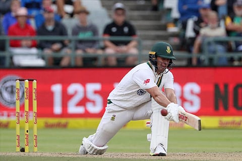 South Africa's AB de Villiers plays a shot
