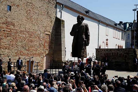 The 14 feet high bronze statue of Karl Marx, was donated by China to mark 200th birth anniversary