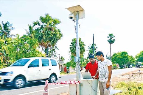 Engineers study vehicular movement on a highway near Rameswaram(Photo: Sethu)