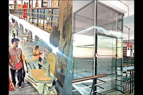 Stair chair lift, elevator with wheelchair ramps that have come  at Egmore government museum