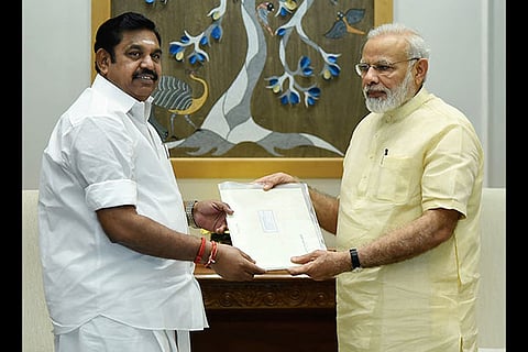File photo of TN CM Edappadi K Palaniswami with PM Narendra Modi
