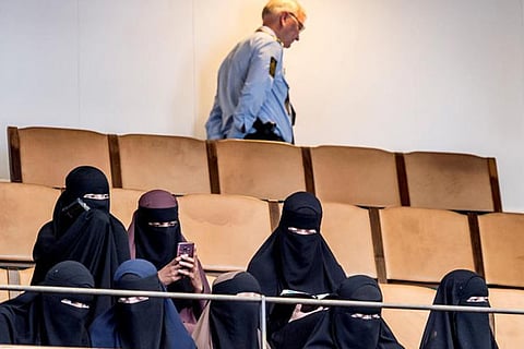 Women in niqab at Christiansborg Palace, Copenhagen, Denmark