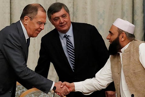 Russian Foreign Minister Sergei Lavrov welcomes Taliban delegation Alhaj Mohammad Sohail Shaina