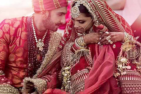 Actors Deepika Padukone and Ranveer Singh during their wedding in Italy