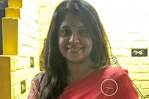 Author Sharada Vijay flaunts her safety pin