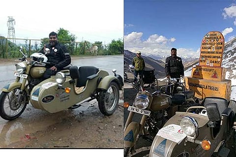 Lalith posing at Khardung La Pass