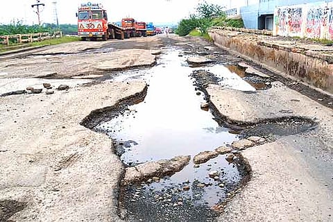 The basic structure of the flyover, riddled with potholes, is said to have been damaged