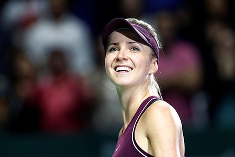 Ukraine's Elina Svitolina celebrates after winning her semi final match
