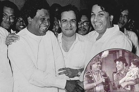 MGR and MR Radha in the film Petralthan Pillaiya