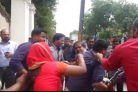 Angry parents thrash the teacher for sexually assaulting a school student in Salem