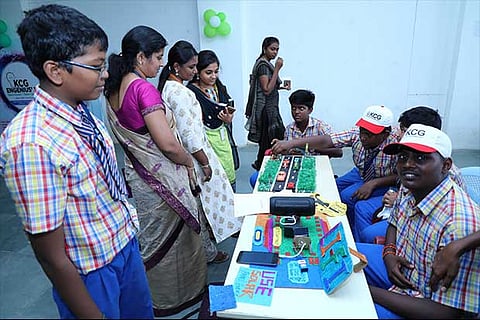 Students showcasing their projects during Engenius 2018, an awareness programme