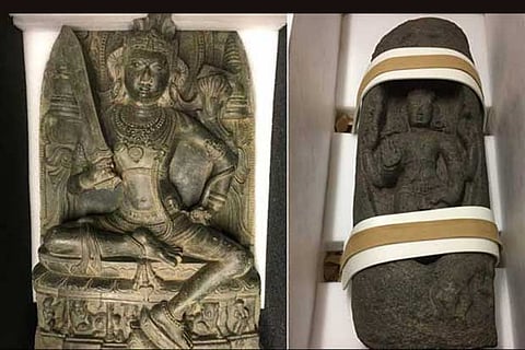 Sculptures of Manjusri and Lingodhbhavamurti of Chola era that were returned to India by the US