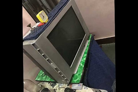 A television set inside the prison