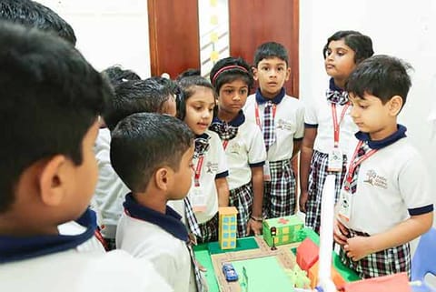 Children during an interactive session at Aachi Global School