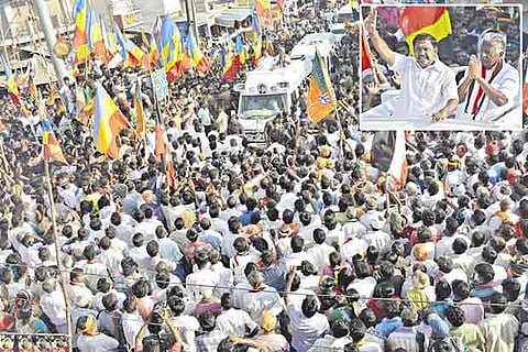 Chief Minister Edappadi K Palaniswami campaigns in Krishnagiri district on Sunday