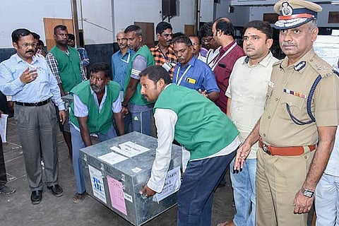 Commissioner of Police AK Viswanathan oversees poll preparations in Chennai on Wednesday