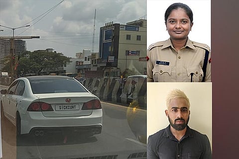 The car?s rear number plate with the obscene words; Deputy Commissioner G Ravali Priya; Bradford Errol