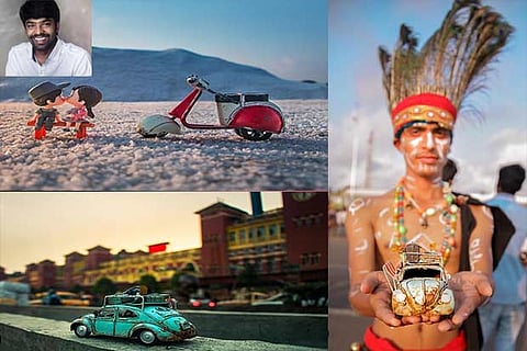 One with a scooter, When in Kolkata, at the 70th Republic Day parade on Marina;(Inset) Selvakumar G