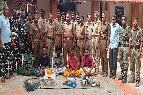 The five men who were held for poaching in Pollachi