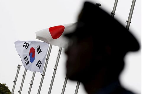 Japan and South Korea national flags. File photo: Reuters