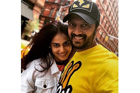 Actor Riteish Deshmukh with wife Genelia. Photo: Instagram
