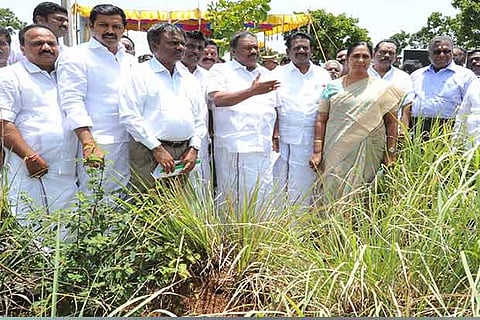 Forest Minister Dindigul C Sreenivasan inspecting the proposed site for the park in Sirumalai on Monday