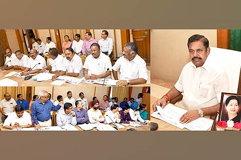CM Edappadi K Palaniswami reviewing the flood situation in The Nilgiris with officials and  Ministers