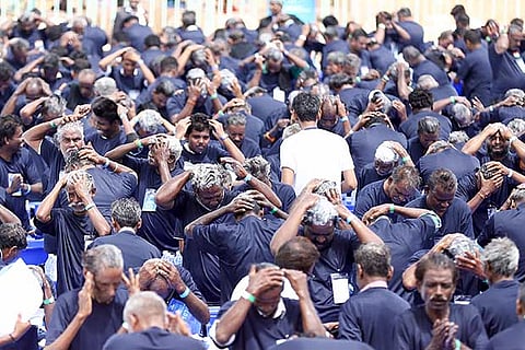 Participants colouring their hair at the event