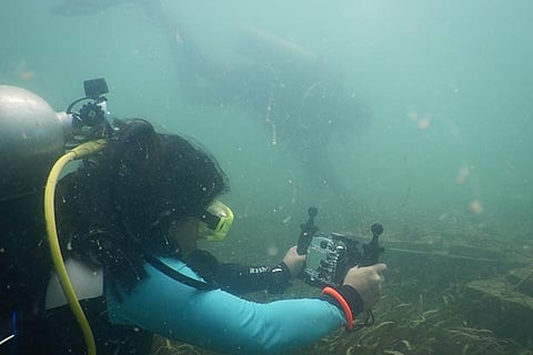 Priya during the shoot of Coral Woman