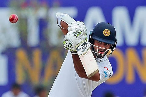 Captain Dimuth Karunaratne is unbeaten on 71