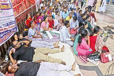 Members of the Federation of Government Doctors Association at the protest on Sunday