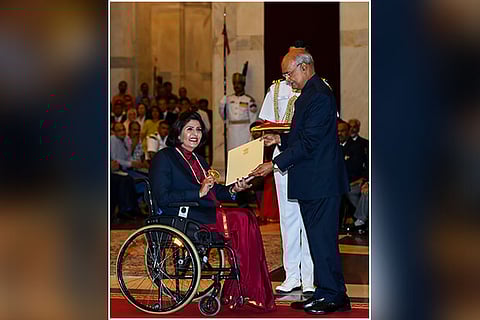 President Kovind confers Rajiv Gandhi Khel Ratna award upon Paralympic silver-medallist Deepa Malik