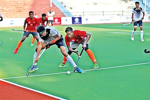 Action during the Navy-Tamil Nadu contest