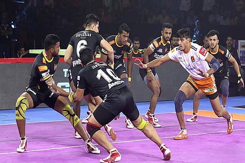 Puneri Paltan?s Manjeet collected nine points against Telugu Titans in the Pro Kabaddi 2019
