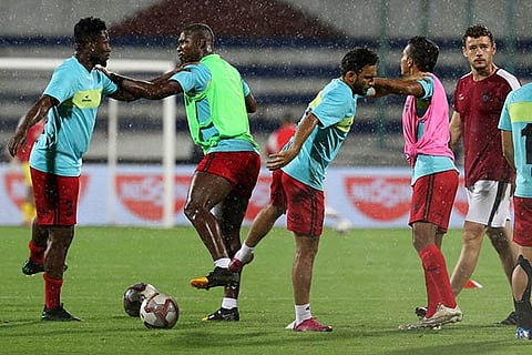 NorthEast United players during a training session on Sunday