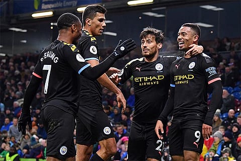 City striker Gabriel Jesus (right) struck a double