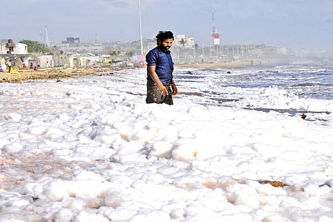 Earlier this week, the Marina was seen covered in a thick white foam