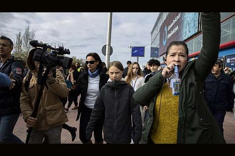 Thunberg brings her climate protest to UN climate summit host Madrid