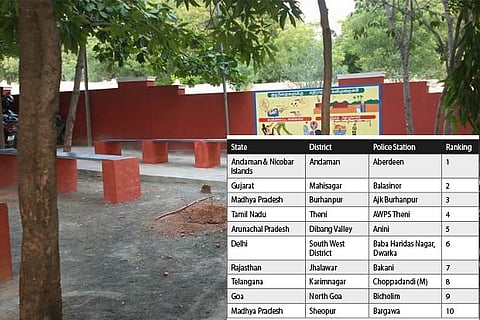 The Theni All Women Police station equipped with stone benches on its premises