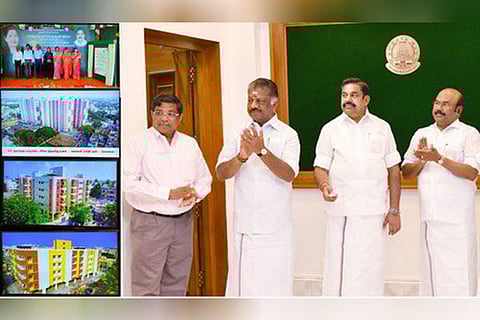 Chief Minister Edappadi K Palaniswami inaugurating the TNHB houses in Chennai on Monday