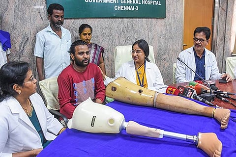 The patient, with the help of hospital training, recovered 90 per cent