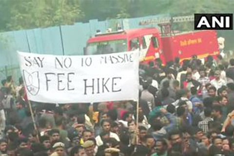 JNU students boycott exams over fee hike issue