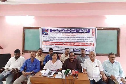 Members of Doctors? Association for Social Equality and All India Progressive Council addressing the press