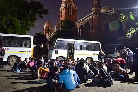 Protesting Madras University students ''brought outside'' campus