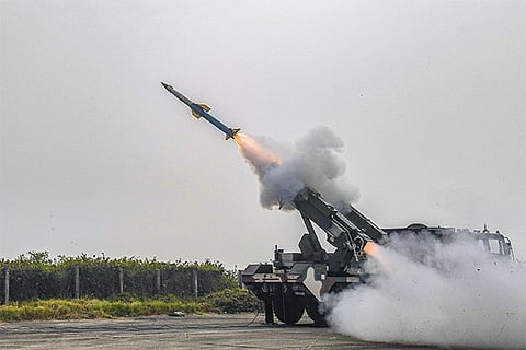Surface to Air Missile launched by DRDO at Balasore, Odisha (Photo: PTI)